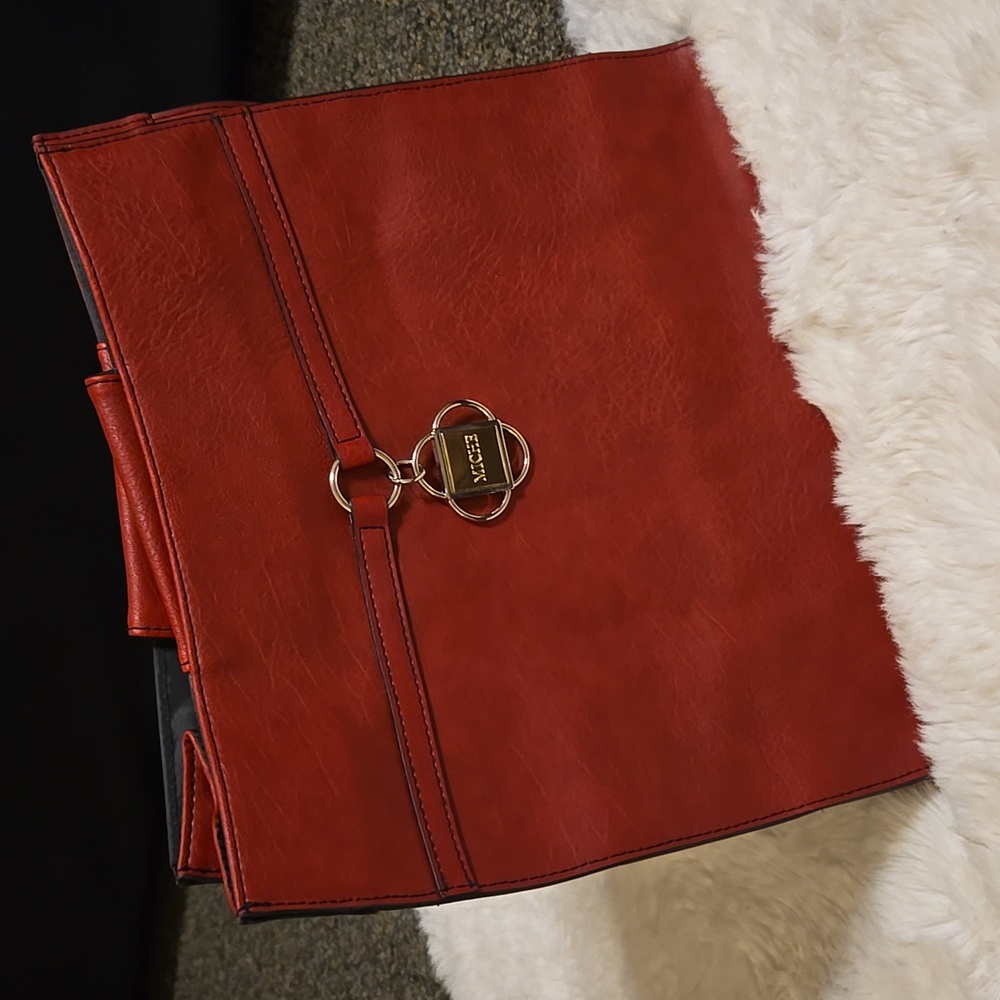 Miche Deep Red Handbag with Logo Charm